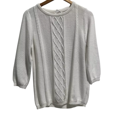 W.Lane Cable Detail Sweater in white, size M