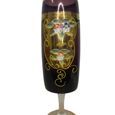 Amethyst Glass Bohemian Gilded Glass Vase