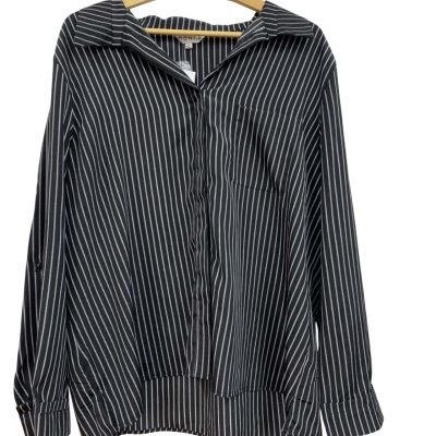 Noni B Womens Size 18 Long Sleeve Shirt Black/White Striped