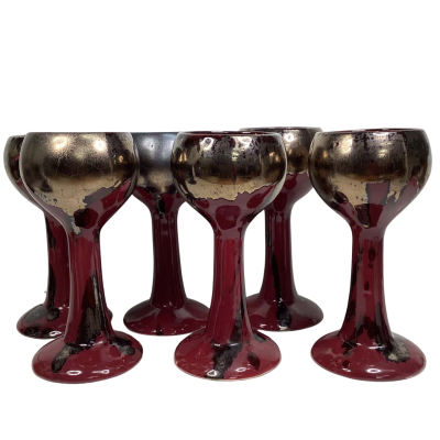 Daisy Ware ceramics drip glaze red and black goblets