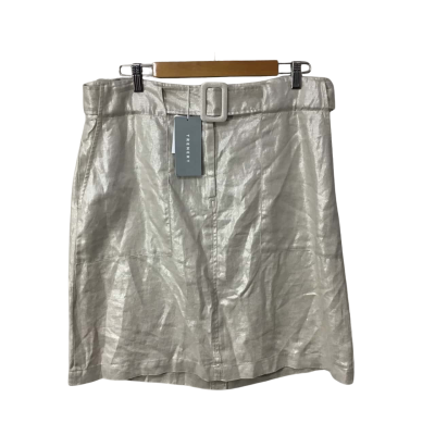 Trenery Womens  Size 14 Metallic Silver Pencil Skirt with Belt (new)