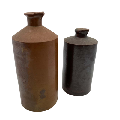2x Vintage Stamped Ink Bottles