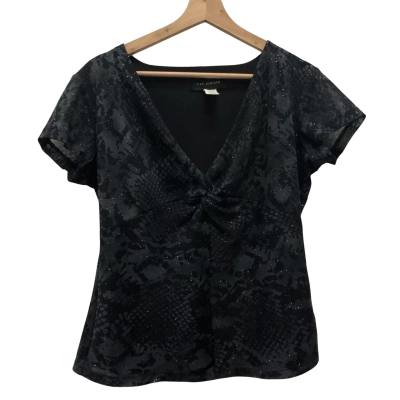Vintage Liz Jordan Womens  Size M Short Sleeve Sparkly Top Black  
