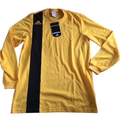 BNWT Adidas  Mens  Size S Log Sleeve Jersey Black  / Yellow     HTH2