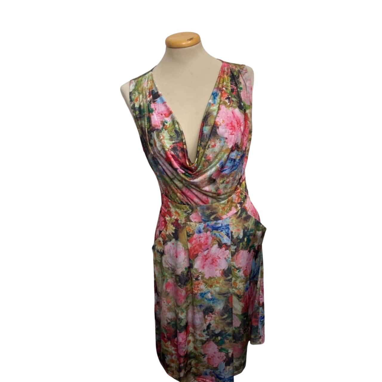 Orientique 10080 Miraflores Print Multi Colour Maxi Collar 3/4 Sleevess Dress main image 1