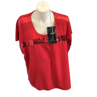 Sally Browne Size 18 Red Party Top With Sequins - BNWT - RRP$600