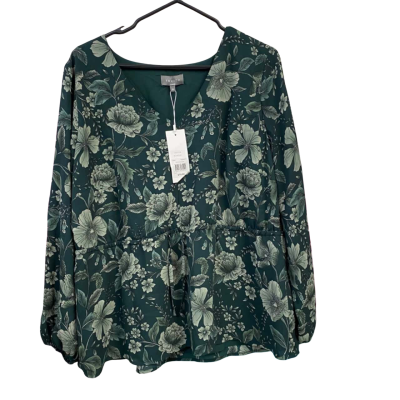 Womens Green Floral Size 16 Shirt w/drawstring waist