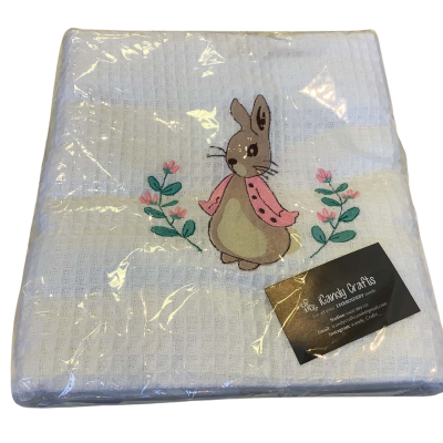  Brand New iCandy Crafts Bunny Rabbit Baby Blanket White