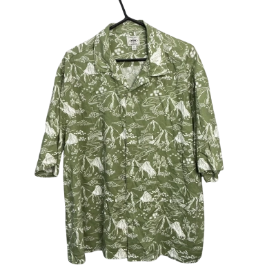 NEXT Mens  Size XXL Short Sleeve Shirt Green / Off White 
