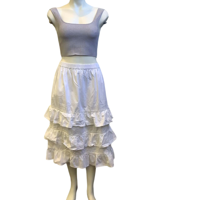 Humidity Womens  Size L Tiered Midi Skirt White 