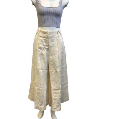 Brand New Country Road Womens  Size 12 Wide Leg Linen Cropped Pants Cream