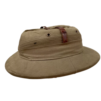  Mens Vintage Pith Helmet Size S Beige/Khaki/Olive, Approximately 59cm Head Circumference, Made in Bombay/Mumbai, India