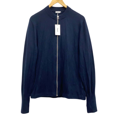 Filippa K Navy Blue Wool Zip Up Cardigan Size M