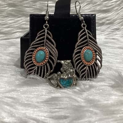  Womens Earrings / Ring Blue / Other / Silver 