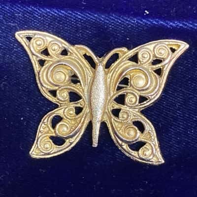 Vintage Openwork Butterfly Brooch 