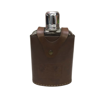 Vintage Irvinware Glass Flask With Leather Case - Made In Astoria, NY, USA