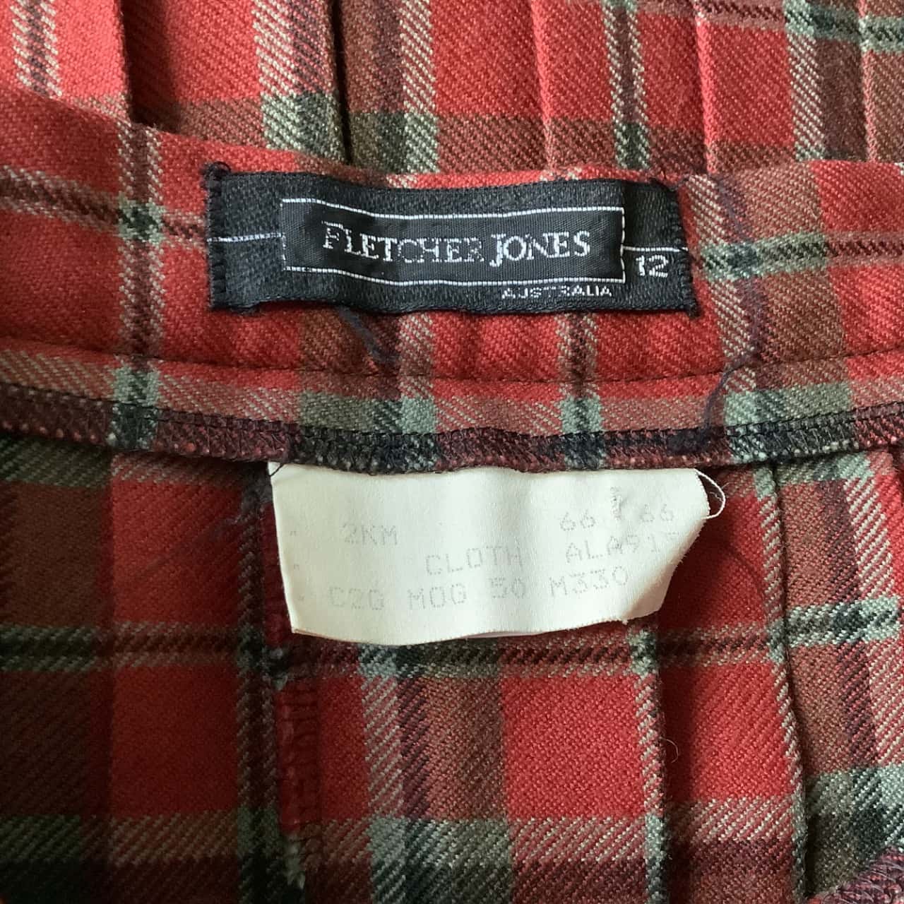 Vintage Fletcher Jones Tartan Skirt Size 12