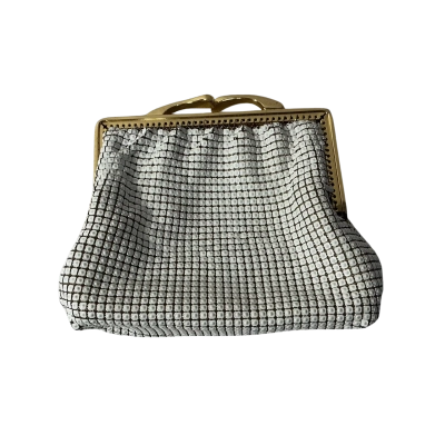 Vintage Glomesh Womens White Mesh Clip Closure Purse  