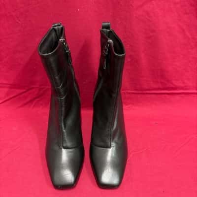 Kurt Geiger London Rainbow Strut Heeled Black Leather Ankle Boots  Women's  Size 39 