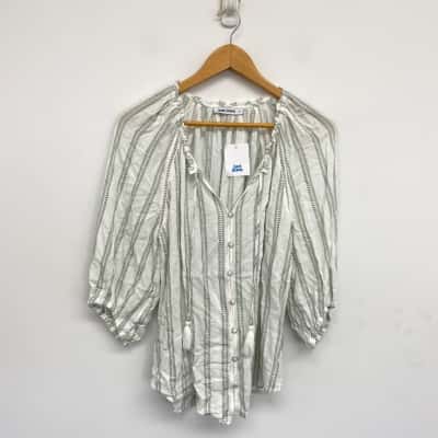 Just Jeans Sage Striped Long Sleeve Shirt  Size 10 