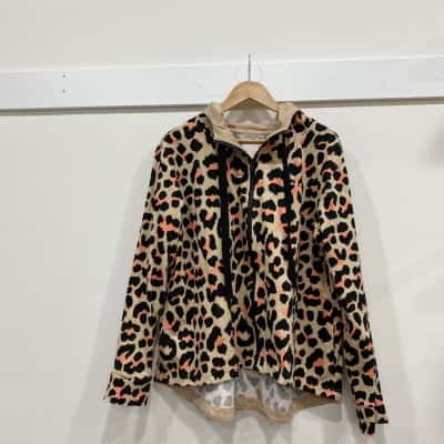 Cartel & Willow Womens  Size XL Hooded Jacket Beige / Black  / Pattern / Pink  