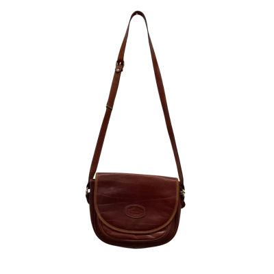 Vintage OROTON Brown Leather Crossbody Saddle Handbag