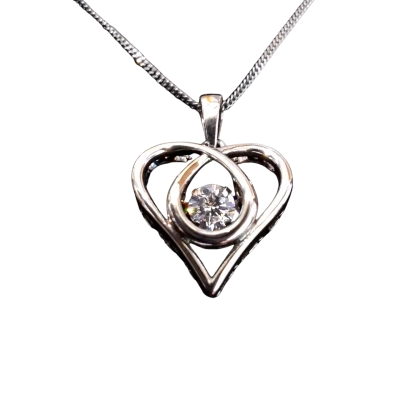 Prouds the Jewellers Womens Dancing CZ Heart 925 Silver Necklace