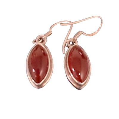  Marquise Shaped CARNELIAN Gems Solid Sterling SILVER Earrings