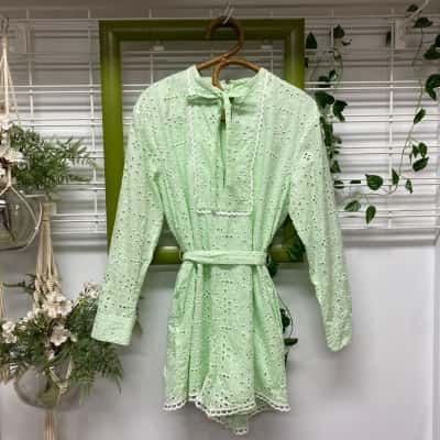  Baum Und Pferdgarten Organic Cotton Broderie Anglaise  Womens  Size 34 Playsuit Green 