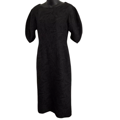 Veronica Maine Womens  Size 8 Midi Short Sleeve Dress  Black/ Pattern 