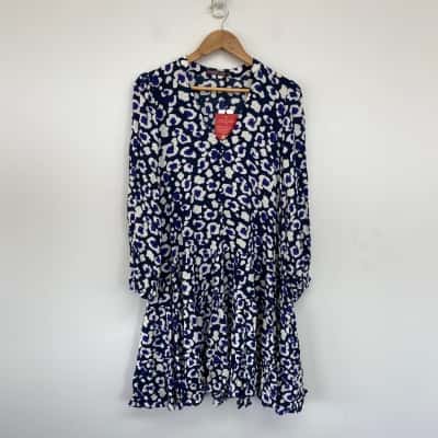 Mister Zimi Navy Blue Leopard Ivy Dress  Size 8 