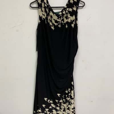 Ralph Lauren Womens  Size 14 Midi Dress Black  / White 