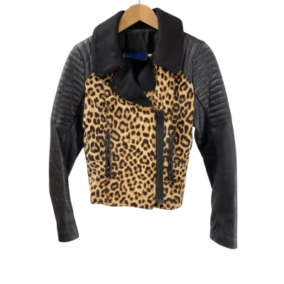 A.L.C.  Womens  Size 8 Biker Jacket Animal print / Black  