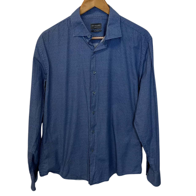 Van Heusen Mens  Size L Slim fit Long Sleeve Shirt Blue / Pattern 