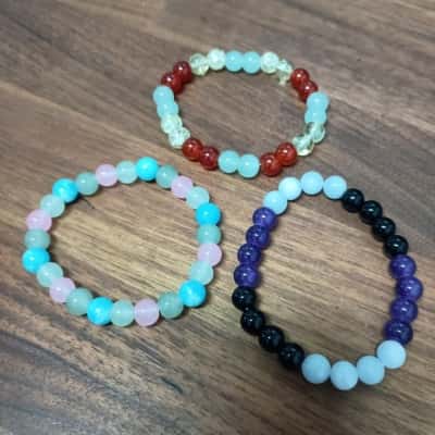 3 x Glass/Stone Stretch Bracelets
