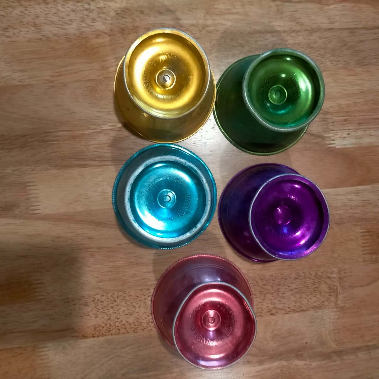 Set of 5 Vintage Coloured Aluminum Dessert Bowls