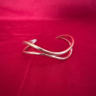  Women's Gold Tone Double Layer Wave Style Cuff Bracelet 