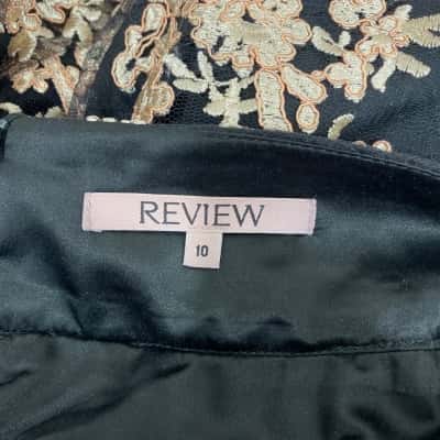 Review Womens  Size 10 Pleated Skirt Black  / Pattern / Pink  / Rose Gold 