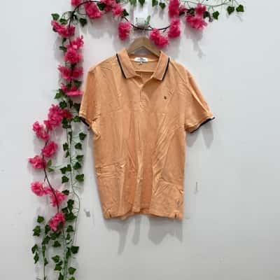 Ben Sherman Mens  Size XL Polo Shirt Navy Blue / Pastel Orange 
