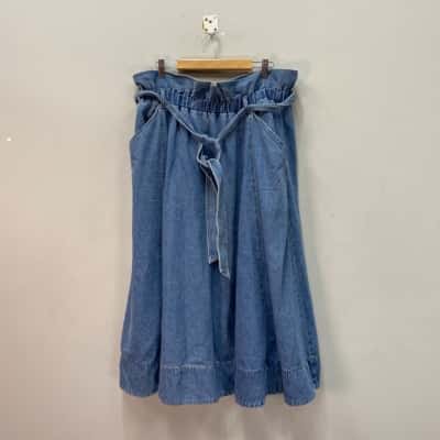 H&M Womens  Size L Denim Maxi Skirt Blue 