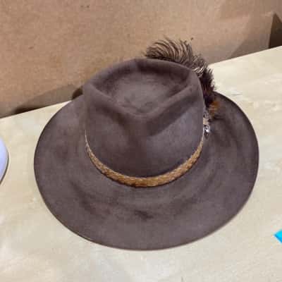 Vintage Akubra Snowy River Felt Hat Size 58 Mens Brown 
