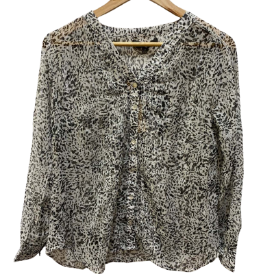 Liz Jordan Womens  Size 8 Long Sleeve Shirt Black  / Grey / Silver 