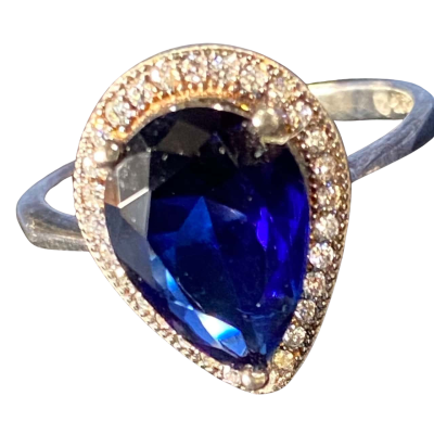  Womens Silver Ring with blue and other stones