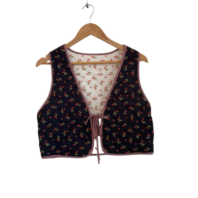 The Frolic Womens  Size S Reversible Vest Black  / Green / Red / White 