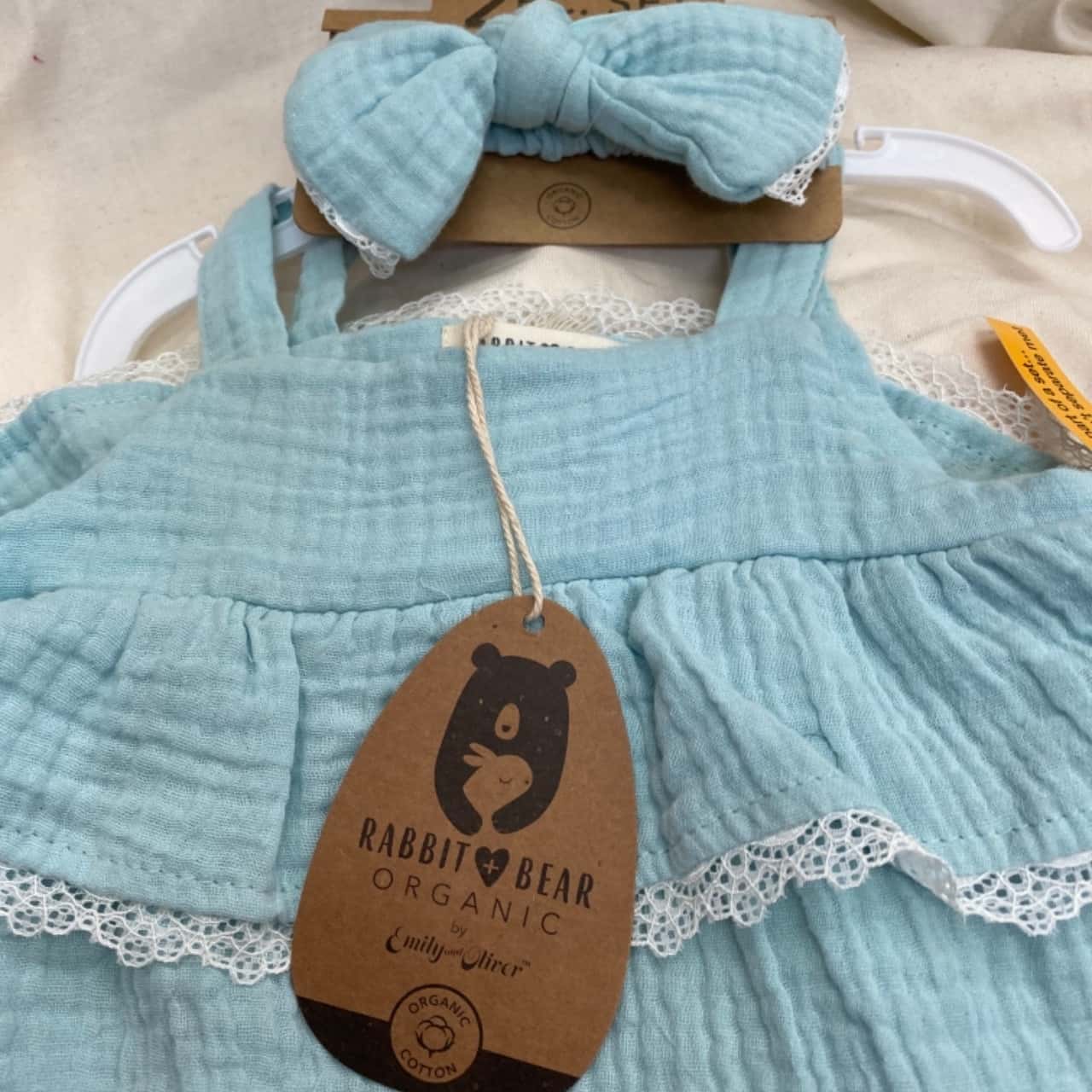 Rabbit Bear Kids Size 69 months Onesie Blue