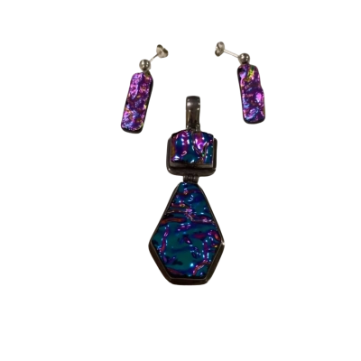 Artisan Set- Silver 925 Glass Pendant + Earrings