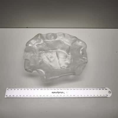 Vintage Clear Art Glass Ruffled Edge Shallow Bowl Decorative Centerpiece Dish