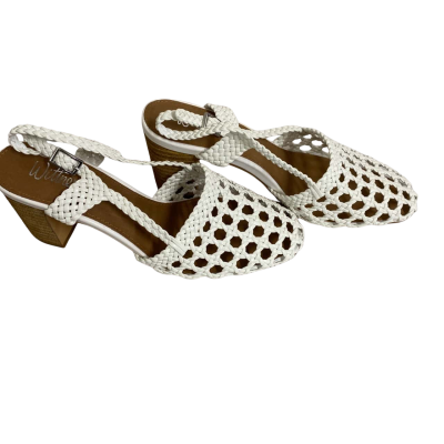 Wittner Womens Size 37 Galia White Textile Weave Heels 