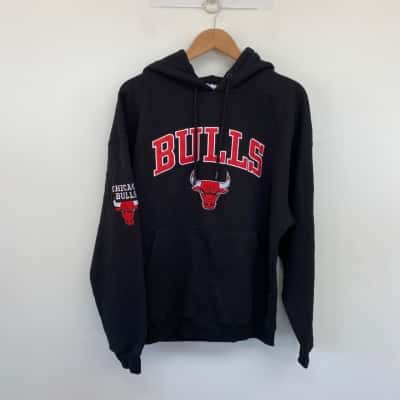 NBA Black Bulls Red Bold Baggy Hoodie Jumper  Size XS 