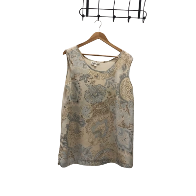 Vintage Fabulous Womens  Size 14 Sleeveless Top Blue / Cream 